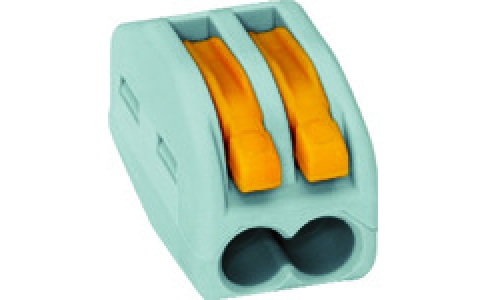 ワゴジャパン（株）  WF-2  ＷＡＧＯ　ＷＦ－２　より線・単線接続可能コネクタ　２穴用　１箱（ＰＫ）＝５０個入
