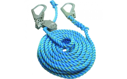 まつうら工業（株）  NEW-TETORON-WF1610BLUE  まつうら　青色ニューテトロン水平親綱　１６ｍｍΦ×１０ｍ　両端フック、片側緊張器付