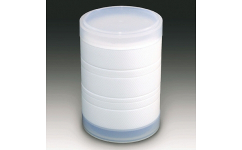 （株）フロンケミカル  NR1341-001  フロンケミカル　ＰＴＦＥ　３段式ふるい　６０φ×８０φ×２５ｍｍ×１２２ｍｍ