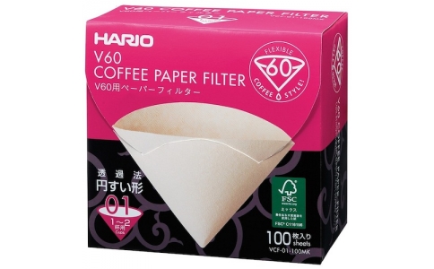 ハリオサイエンス（株）  VCF-01-100MK  ＨＡＲＩＯ　Ｖ６０用ペーパーフィルター０１Ｍ　１００枚箱入り