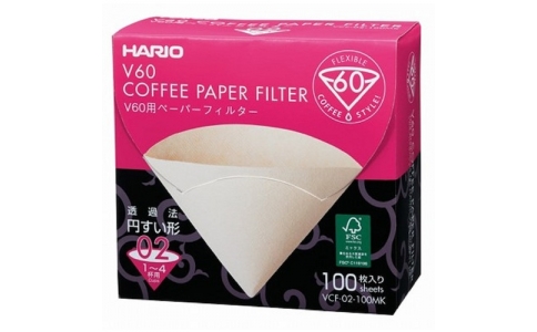 ハリオサイエンス（株）  VCF-02-100MK  ＨＡＲＩＯ　Ｖ６０用ペーパーフィルター０２Ｍ　１００枚箱入り