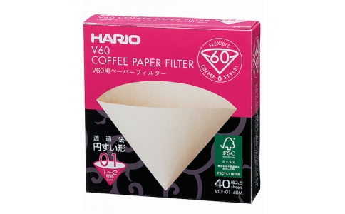 ハリオサイエンス（株）  VCF-01-40M  ＨＡＲＩＯ　Ｖ６０用ペーパーフィルター０１Ｍ　４０枚入り