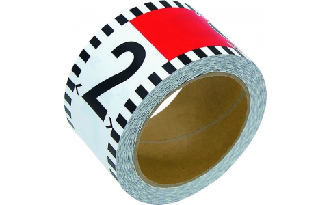 シンワ測定（株）  78196  シンワ　貼付ロッド＿合成紙製＿６０ｍｍ×２６ｍ＿赤白２０ｃｍ間隔＿目盛数字入り