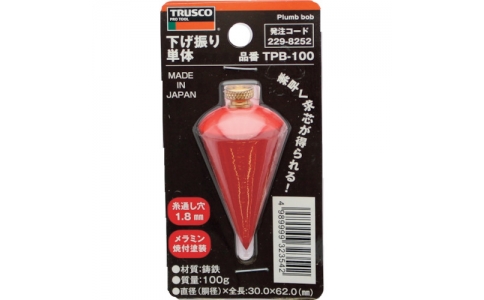 トラスコ中山（株）  TPB-100  ＴＲＵＳＣＯ　下げ振り単体　重量１００ｇ　胴径Φ３０　全長６２ｍｍ