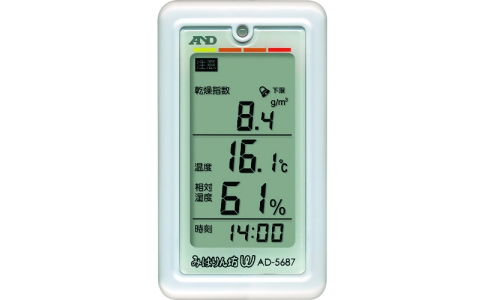 （株）エー・アンド・デイ  AD5687-00A00  Ａ＆Ｄ　くらし環境温湿度計　みはりん坊ダブル　ＡＤ５６８７　一般（ＩＳＯ）校正付（検査成績書＋トレサビリティ体系図）