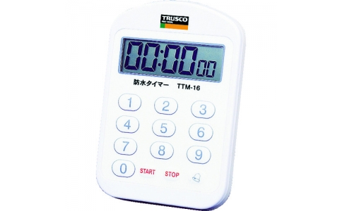 トラスコ中山（株）  TTM-16  ＴＲＵＳＣＯ　防水タイマー　音量切換タイプ　最大計時９９時間９９分９９秒