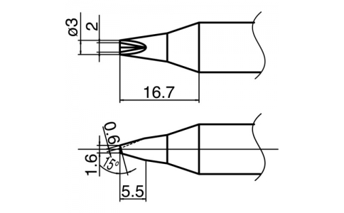 白光（株）  T33-1610  白光　ステーション型はんだこて用交換こて先　溝付　こて先径Φ３．０ｍｍ