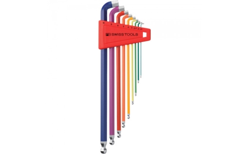 ＰＢスイスツールズ社  2212LH-10RB  ＰＢスイスツールズ　２２１２ＬＨ－１０ＲＢ　ショートヘッド六角９本セット（レインボー）（パックナシ）