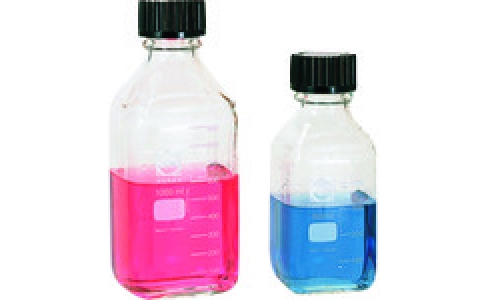 東京硝子器械（株）  371-05-18-27  ＴＧＫ　ねじ口角びん　黒キャップ付　２５０ｍＬ