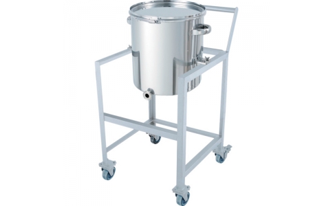 日東金属工業（株）  KTT-CTL-ASCC-565  日東　片テーパー型バンド式密閉容器　１５０Ｌ　架台付（取っ手・蓋置付）