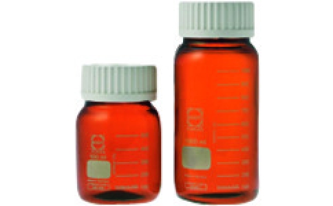 東京硝子器械（株）  371-05-83-66  ＴＧＫ　ねじ口びん　ＧＬＳ８０　茶　白キャップ付　２０Ｌ