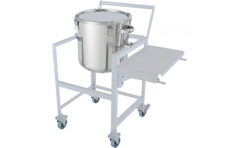 日東金属工業（株）  DT-CTH-ASCA-36  日東　鏡板型クリップ式密閉容器　３５Ｌ　架台付（作業台・取っ手・蓋置付）