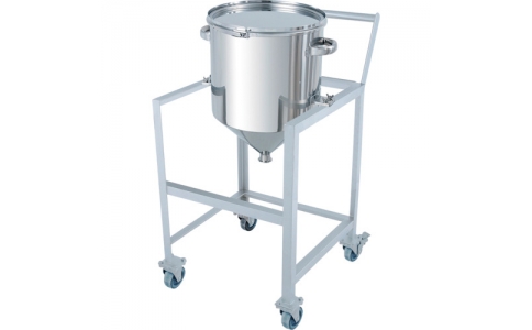 日東金属工業（株）  HT-CTL-ASCC-47H  日東　ホッパー型バンド式密閉容器　１００Ｌ　架台付（取っ手・蓋置付）