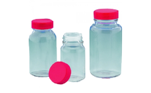 東京硝子器械（株）  323-05-84-24  ＴＧＫ　規格瓶　１３Ｋ　赤Ｃａｐ栓付　２００ｍＬ　９０本