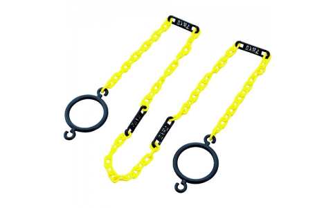 （株）日本緑十字社  284044  緑十字　コーン用プラスチックチェーン（リング付）　黄＋立入禁止札　ＣＨＢ－Ｓ－ＴＲ　長さ２ｍ