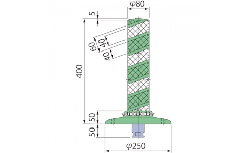 （株）グリーンクロス  6300029567  グリーンクロス　ポストコーン全面反射ＬＣＴＲ－４０－２５０－Ｍ