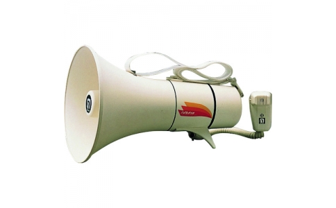 （株）日本緑十字社  145006  緑十字　ショルダー型メガホン　メガホン－２０８　口径２１０×３２０ｍｍ　ホイッスル音付