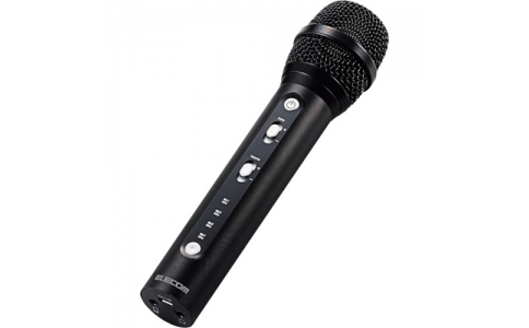 エレコム（株）  KMC-EP02FBK  エレコム　カラオケマイク（ＦＭトランスミッター搭載モデル）　エコー機能　ボリューム調節　充電式　有線　ブラック