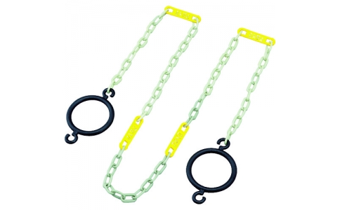 （株）日本緑十字社  284045  緑十字　コーン用高輝度蓄光プラスチックチェーン（リング付）　立入禁止札付　ＣＨＢ－Ｓ－ＹＬ　長さ２ｍ