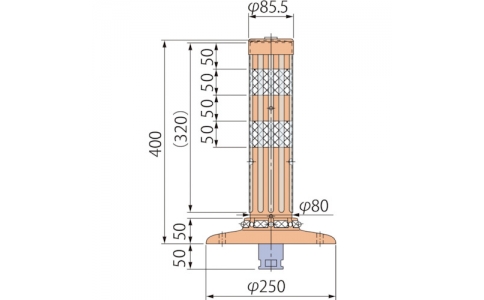 （株）グリーンクロス  6300029577  グリーンクロス　ポストコーン腰みの付防塵ＰＣＴＫ－４０－２５０－Ｒ