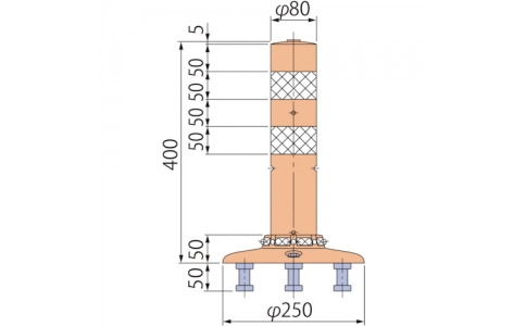 （株）グリーンクロス  6300029527  グリーンクロス　ポストコーンスタンダードＰＢＴ－４０－２５０－Ｒ