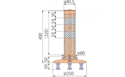 （株）グリーンクロス  6300029574  グリーンクロス　ポストコーン腰みの付防塵ＰＢＴＫ－４０－２５０－Ｒ