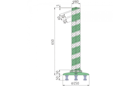 （株）グリーンクロス  6300029564  グリーンクロス　ポストコーン全面反射ＬＢＴＲ－６５－２５０－Ｍ