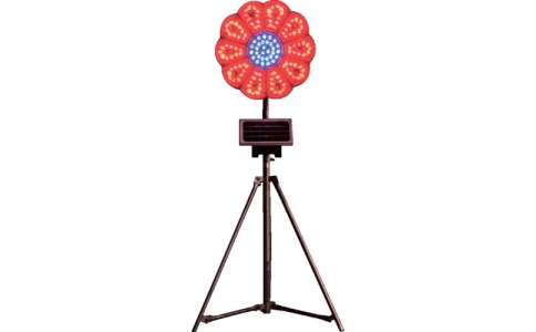 （株）仙台銘板  3050070  仙台銘板　【売切り廃番】ハイブリッドネオひまわり　赤／青　三脚付電源セット