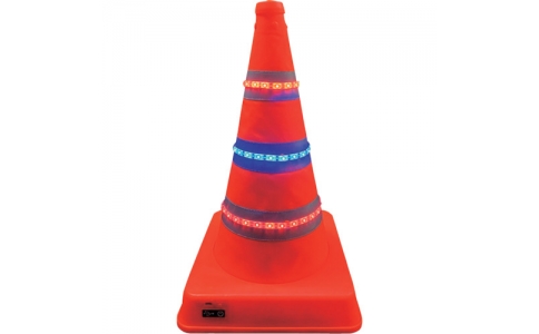 セーフラン安全用品（株）  J2469  セーフラン　充電式ＬＥＤ伸縮コーン　Ｈ７００ｍｍ