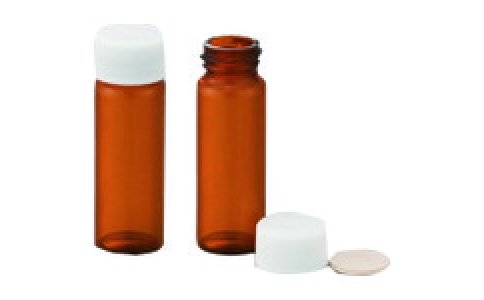 東京硝子器械（株）  717-04-05-69  ＴＧＫ　ねじ口瓶　茶　ＳＶ－２０　白蓋ＴＦ付　５０本入