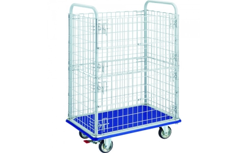 トラスコ中山（株）  307WNS  ＴＲＵＳＣＯ　プレス製台車　ドンキーカート　２段金網付　９１５×６１５　ストッパー付