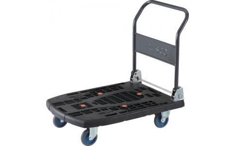 トラスコ中山（株）  MPK-906AV-BK  ＴＲＵＳＣＯ　樹脂台車　カルティオビッグ　抗ウィルス　抗菌塗装折畳ハンドル　９００Ｘ６００　黒