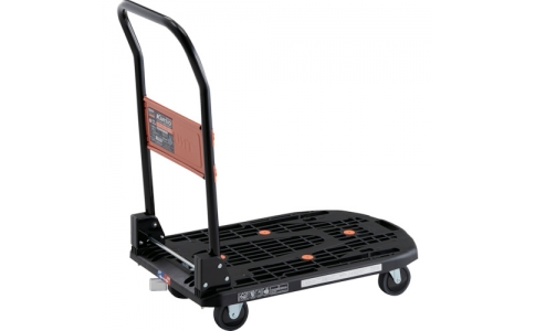 トラスコ中山（株）  MPK-720AV-BK-JS  ＴＲＵＳＣＯ　樹脂台車　カルティオ　抗ウィルス　抗菌塗装折畳ハンドル　７８０Ｘ４９０　黒　樹脂ストッパー付