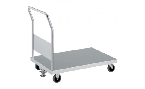 トラスコ中山（株）  KAS-1-100TBU-S  ＴＲＵＳＣＯ　抗菌ステンレス天板台車　１２００Ｘ７５０　Φ１００　帯電防止Ｕ車輪　ストッパ付