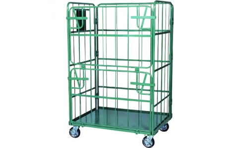 金沢車輛（株）  SH-29U-958017  金沢　ダブルゲート付スチールカゴ台車（底板スチール）　９５０×８００