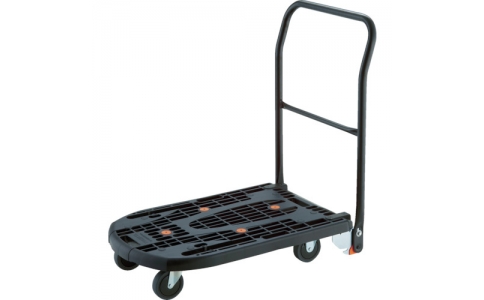 トラスコ中山（株）  MPK-720F2-BK-S  ＴＲＵＳＣＯ　樹脂台車　カルティオフラット　回転ハンドル　７８０Ｘ４９０　ストッパー付　黒