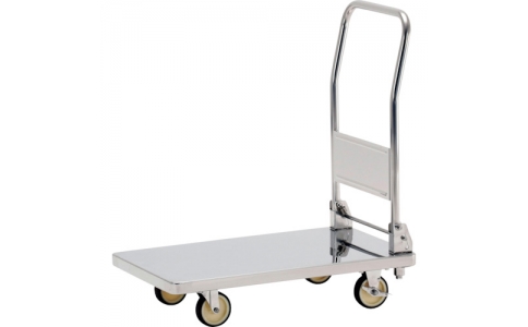 （株）テックサス  CL-R6045FL  テックサス　ハンドル折りたたみ式台車（コンパクト台車）　６００Ｘ４５０　ＳＵＳφ１００ウレタン車