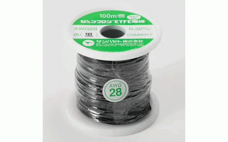 SUNHAYATO Junfron ETFE Wire (Black) (AWG28-100m-KURO)