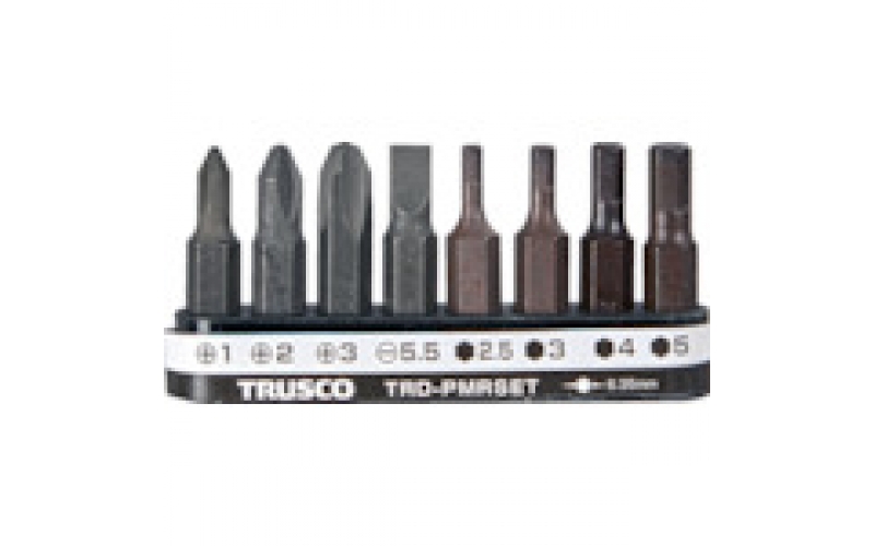 TRUSCO TRD-PMRSET Plus, Minus, Hex Wrench Bit (with Holder) Set of 8