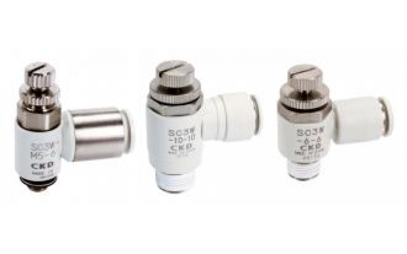 CKD  SC3W-M3 SC3W-M5 SC3W-6 SC3W-8 SC3W-10 SC3W-15 Speed controller elbow with push-in fitting