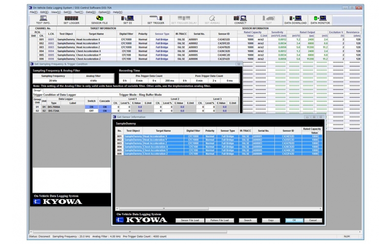 KYOWA DIS-70A Control Software for Crash Test Non-G-Resistant Data Acquisition System for Crash Test